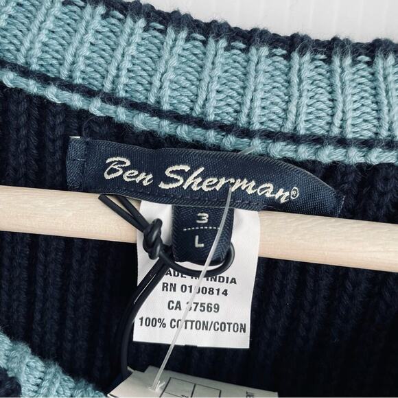 🆕 Ben Sherman Navyribbed sweater Crewneck NWT size Large cotton - Picture 5 of 11